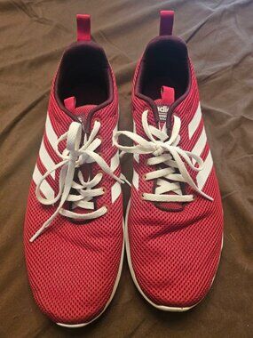 adidas - Red and White Lite Racer CLN Sneakers Size Mens 10.5 USA